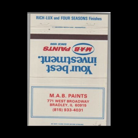 Vintage M.A.B. Paints Matchbook Cover - Bradley IL Classic Advertising Art